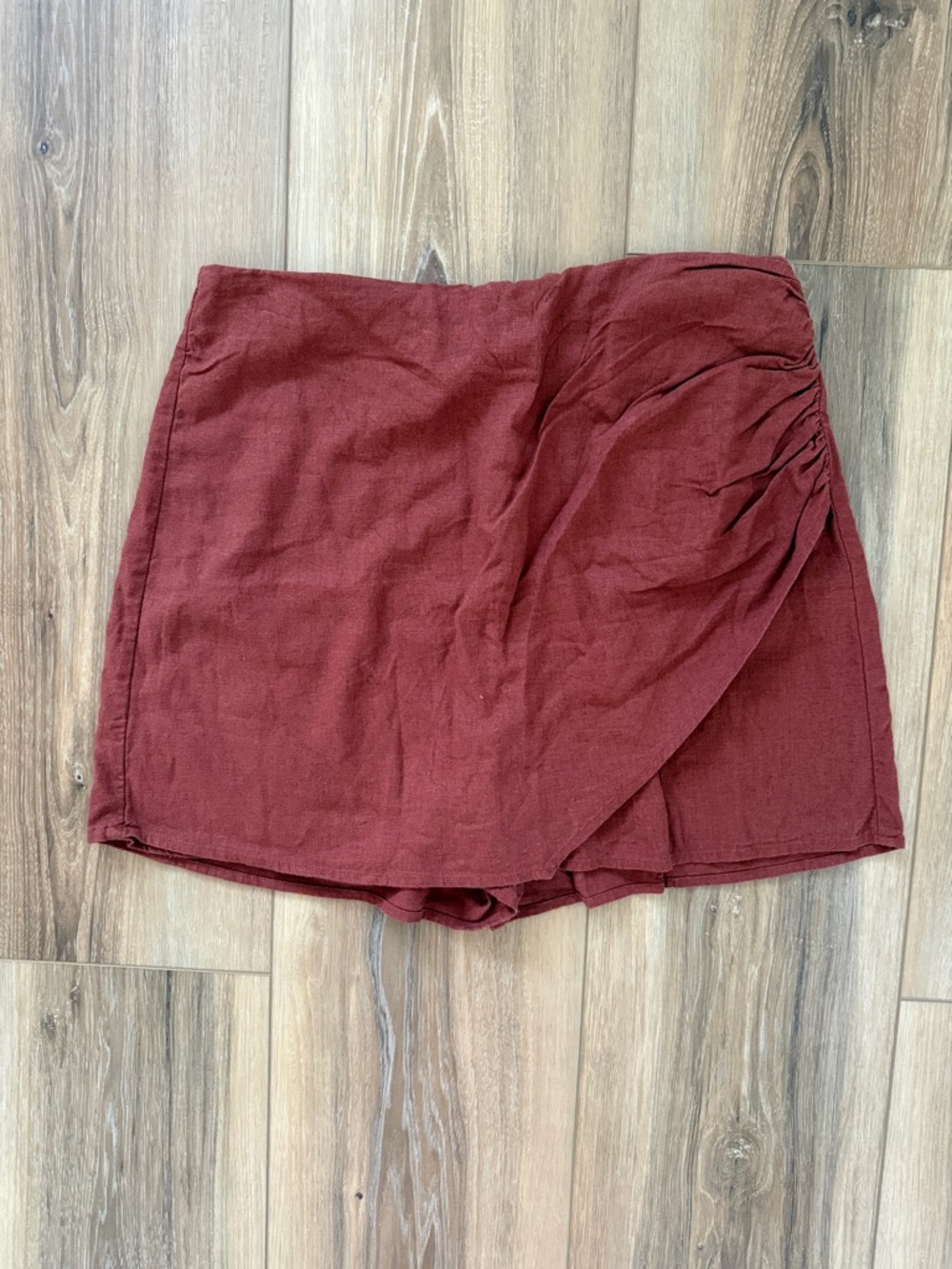 Women's Rust Wrap-Front Mini Skirt